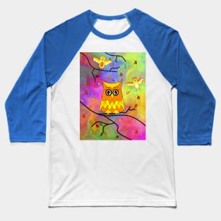 PSYCHEDELIC Autumn Owl Baseball T-Shirt